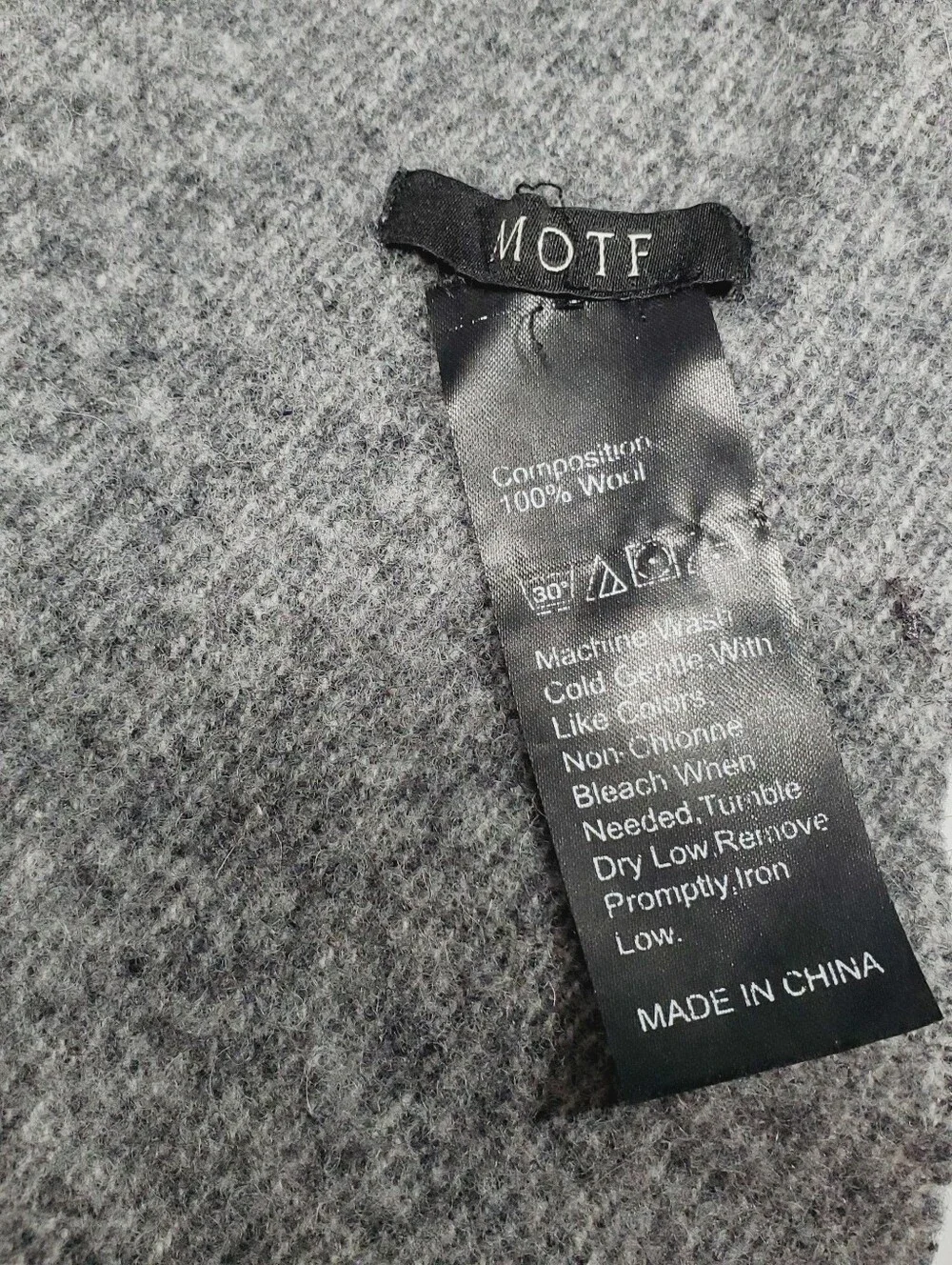 MOTF Unisex Woven Wool Winter Scarf Solid Gray Pattern 60x13